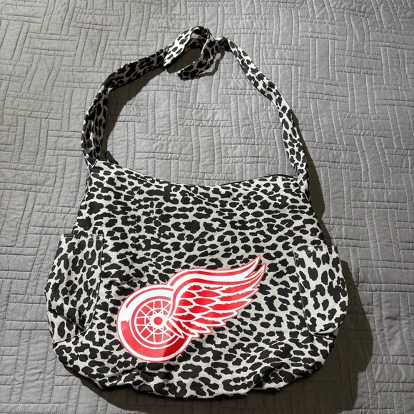 Detroit Red Wings Purse Tote Leopard Print Canvas Bag - Picture 1 of 16